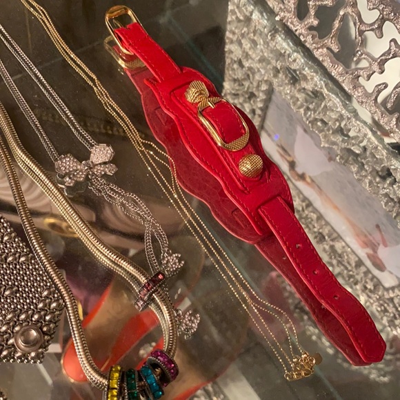 Balenciaga giant bracelet gold red leather - Picture 6 of 14